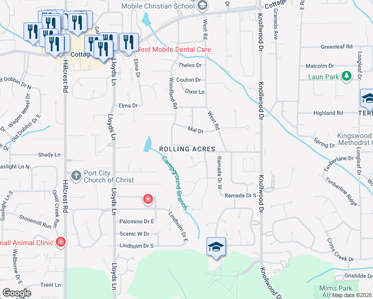 map of restaurants, bars, coffee shops, grocery stores, and more near in Mobile