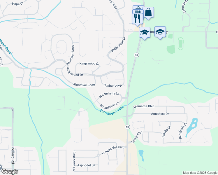 map of restaurants, bars, coffee shops, grocery stores, and more near 118 Dunbar Loop in Daphne