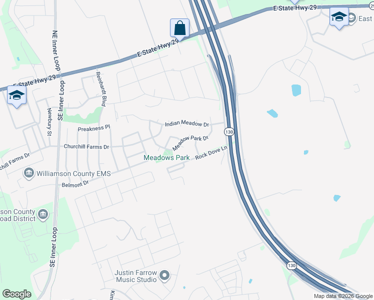 map of restaurants, bars, coffee shops, grocery stores, and more near 801 Dove Meadow Cove in Georgetown