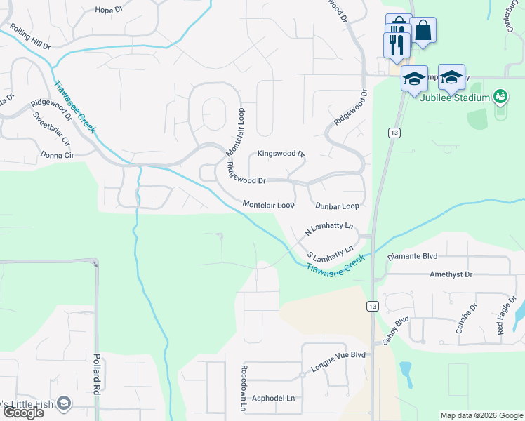 map of restaurants, bars, coffee shops, grocery stores, and more near 234 Montclair Loop in Daphne