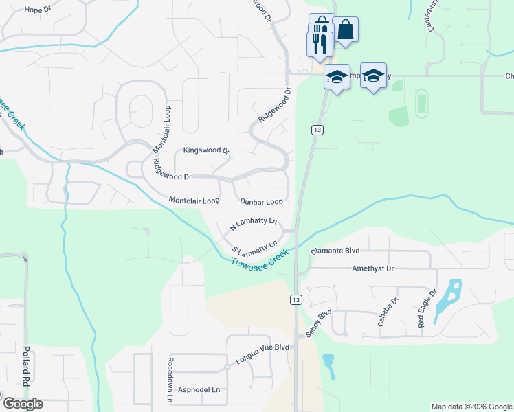 map of restaurants, bars, coffee shops, grocery stores, and more near 118 Dunbar Loop in Daphne