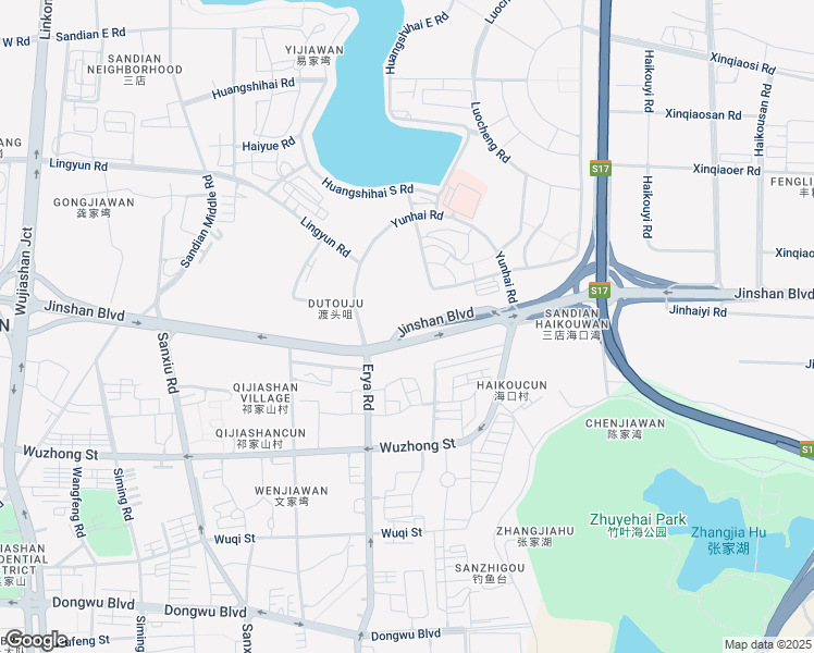 map of restaurants, bars, coffee shops, grocery stores, and more near Jin Shan Da Dao in Wu Han Shi