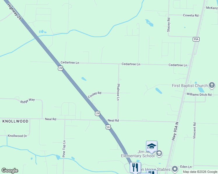 map of restaurants, bars, coffee shops, grocery stores, and more near 650 Cooley Road in Escambia County