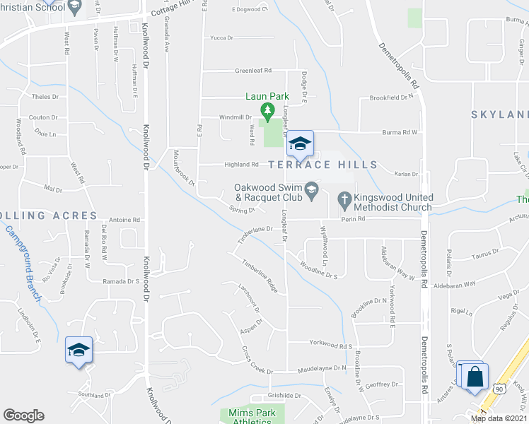 map of restaurants, bars, coffee shops, grocery stores, and more near 2751 Seaton Court in Mobile