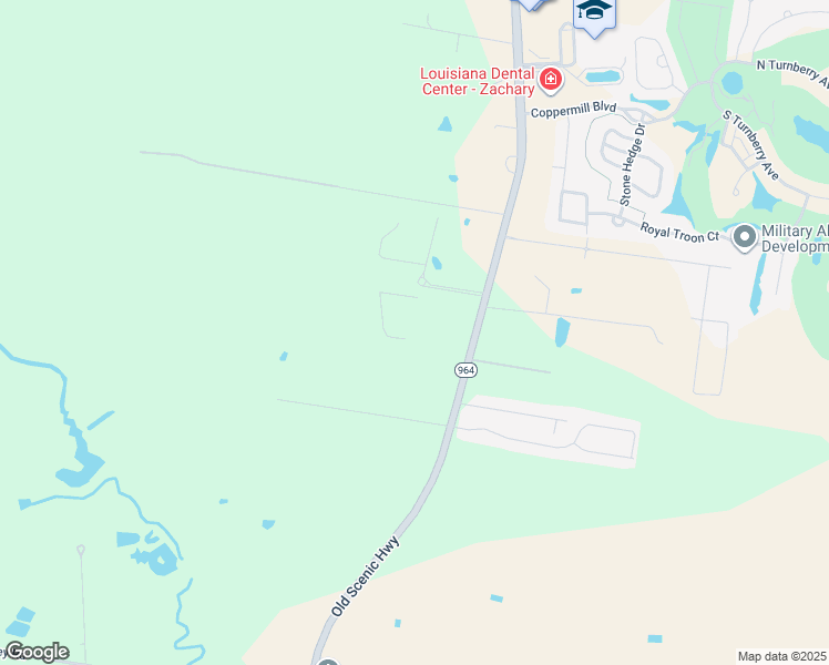 map of restaurants, bars, coffee shops, grocery stores, and more near 18747 Old Scenic Highway in Zachary