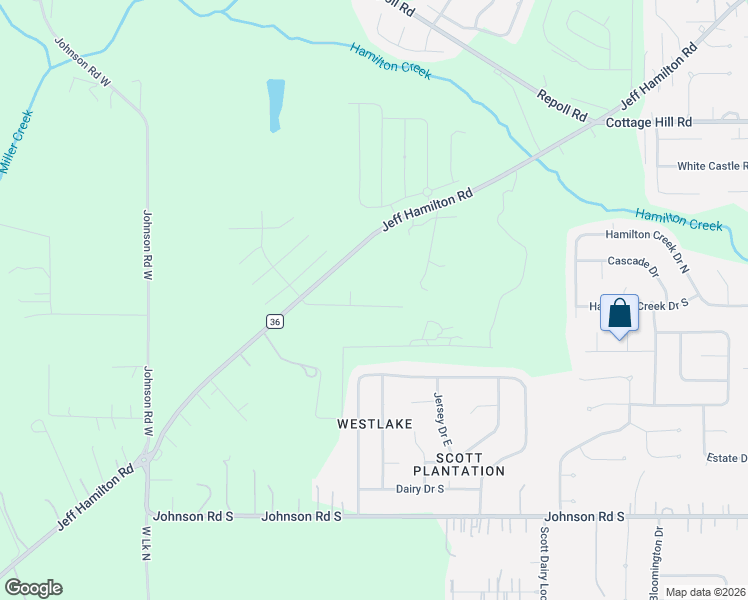 map of restaurants, bars, coffee shops, grocery stores, and more near 10200 Jeff Hamilton Road in Mobile