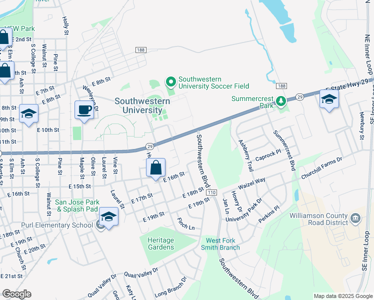 map of restaurants, bars, coffee shops, grocery stores, and more near 1409B Bergin Court in Georgetown