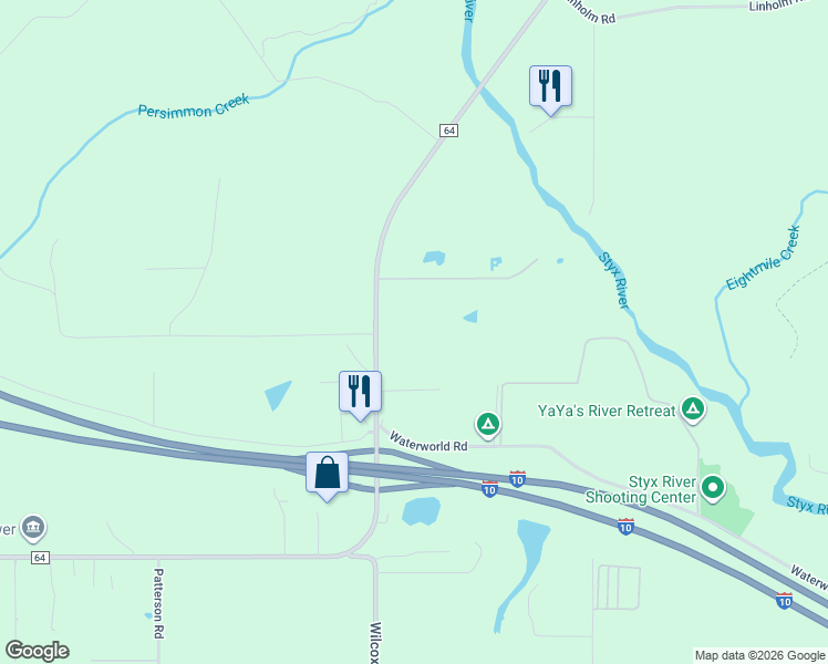 map of restaurants, bars, coffee shops, grocery stores, and more near 28020 County Road 64 in Robertsdale