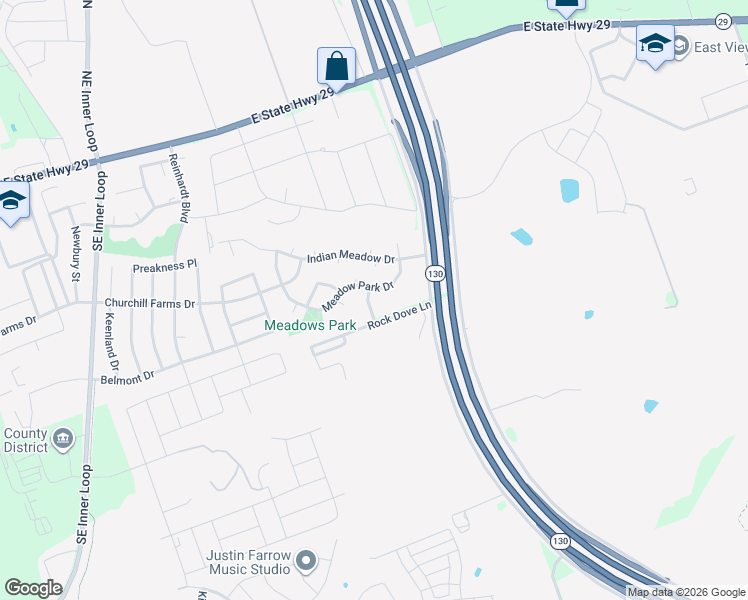 map of restaurants, bars, coffee shops, grocery stores, and more near 212 Rock Dove Lane in Georgetown