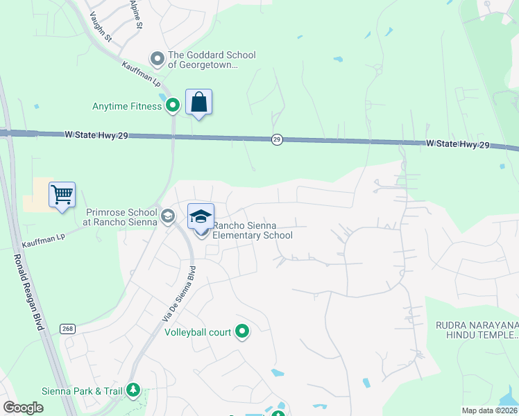 map of restaurants, bars, coffee shops, grocery stores, and more near 161 Gabriels Loop in Georgetown