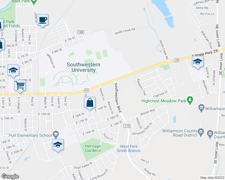 map of restaurants, bars, coffee shops, grocery stores, and more near 1402 Bergin Court in Georgetown