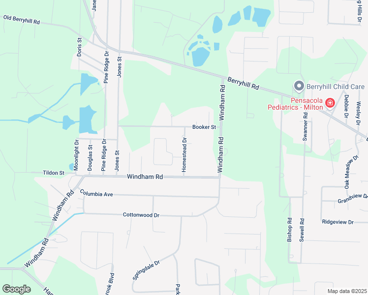 map of restaurants, bars, coffee shops, grocery stores, and more near Homestead Drive in Santa Rosa County
