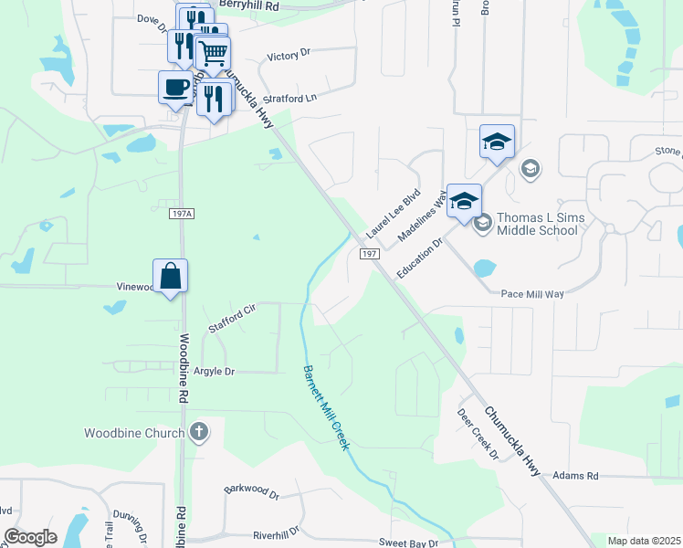 map of restaurants, bars, coffee shops, grocery stores, and more near 3559 Haley Way in Pace
