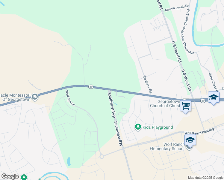 map of restaurants, bars, coffee shops, grocery stores, and more near West State Highway 29 in Georgetown