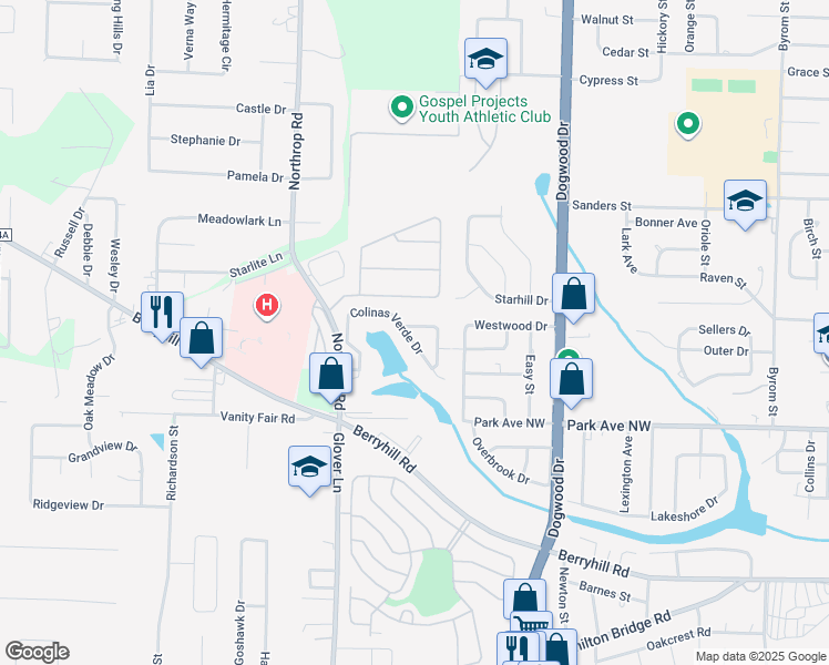 map of restaurants, bars, coffee shops, grocery stores, and more near 5589 Colinas Verde Drive in Milton