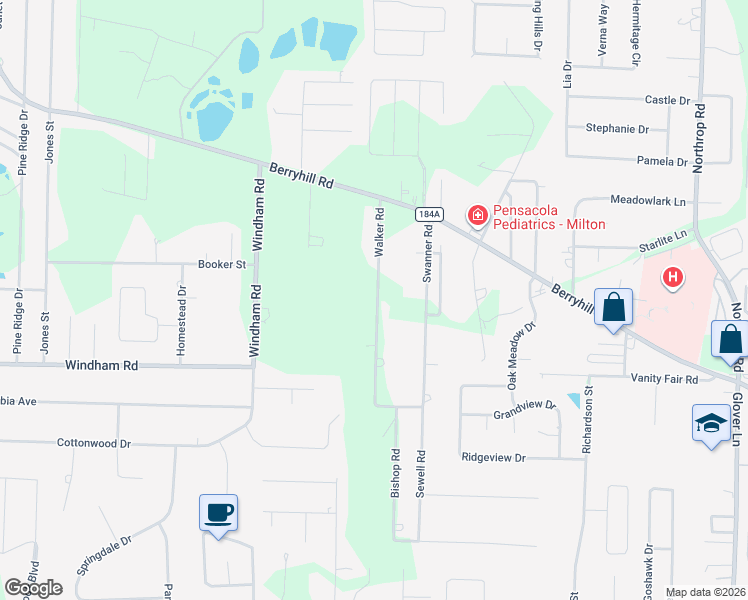 map of restaurants, bars, coffee shops, grocery stores, and more near 5475 Walker Road in Milton
