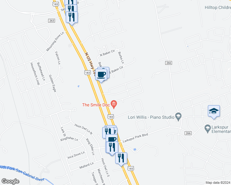 map of restaurants, bars, coffee shops, grocery stores, and more near 217 Trellis Boulevard in Leander