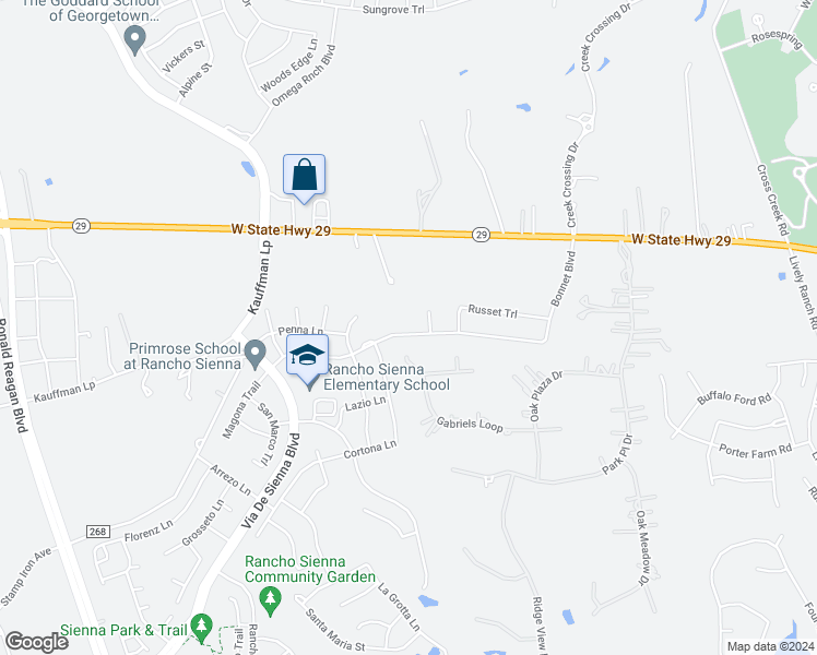 map of restaurants, bars, coffee shops, grocery stores, and more near 522 Bonnet Boulevard in Georgetown