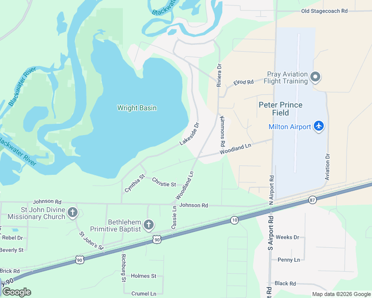 map of restaurants, bars, coffee shops, grocery stores, and more near 7619 Lakeside Drive in Milton