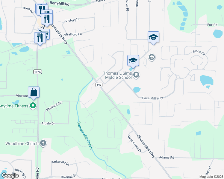 map of restaurants, bars, coffee shops, grocery stores, and more near 5458 Education Drive in Milton