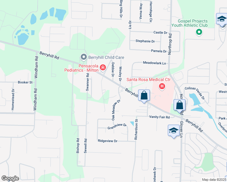map of restaurants, bars, coffee shops, grocery stores, and more near 5887 Berryhill Road in Milton
