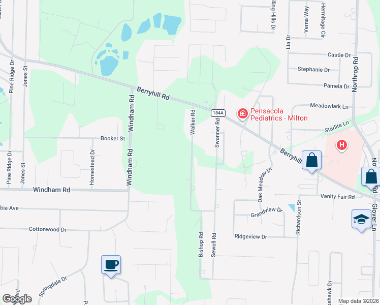 map of restaurants, bars, coffee shops, grocery stores, and more near 5475 Walker Road in Milton