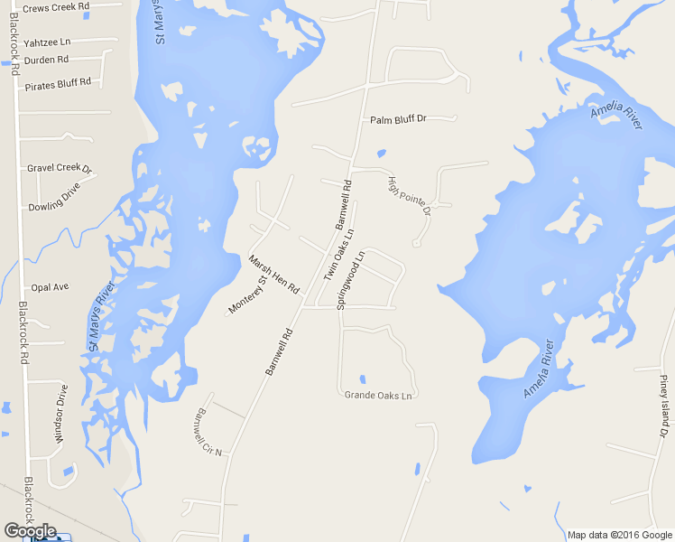 map of restaurants, bars, coffee shops, grocery stores, and more near 95120 Twin Oaks Lane in Fernandina Beach
