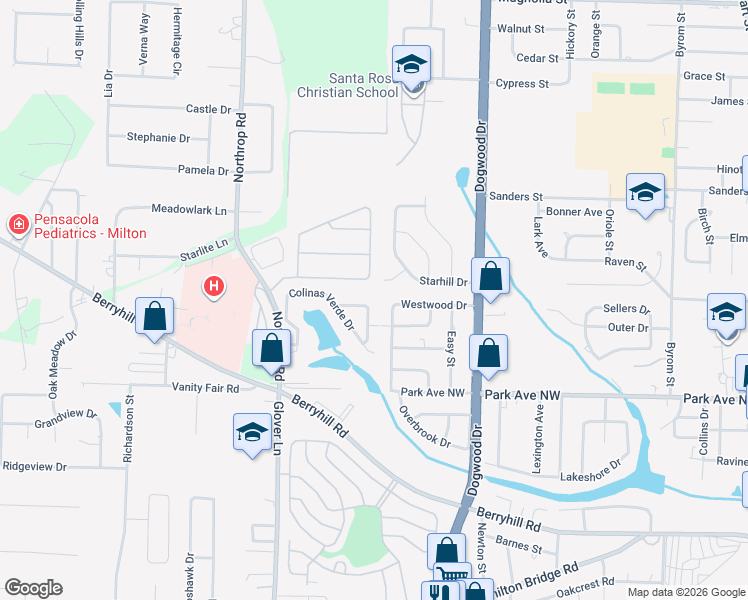 map of restaurants, bars, coffee shops, grocery stores, and more near 6290 Alegre Circle in Milton