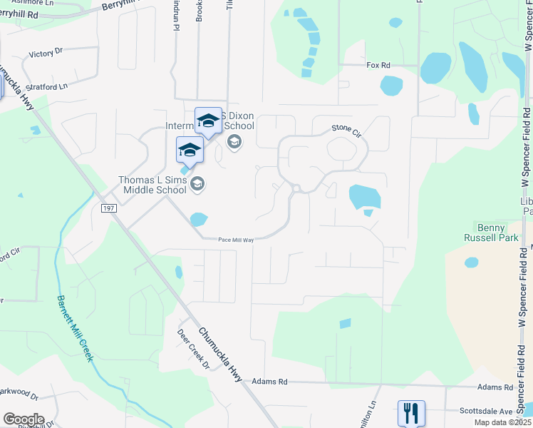 map of restaurants, bars, coffee shops, grocery stores, and more near 5435 Covered Bridge Lane in Milton