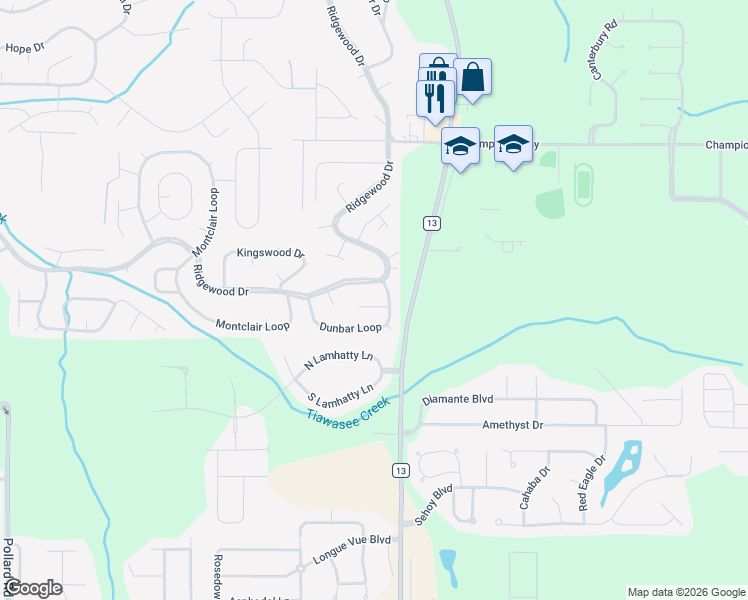 map of restaurants, bars, coffee shops, grocery stores, and more near 102 Beechwood Circle in Daphne