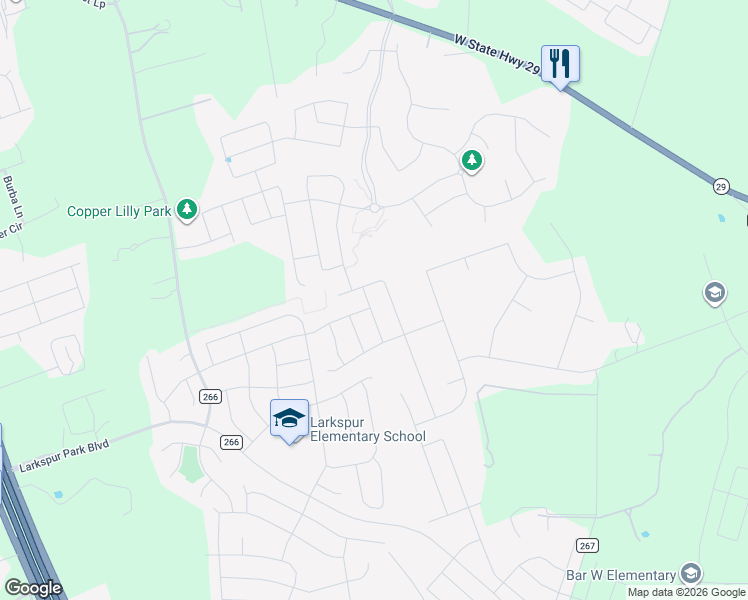map of restaurants, bars, coffee shops, grocery stores, and more near 117 Yoakum Street in Leander