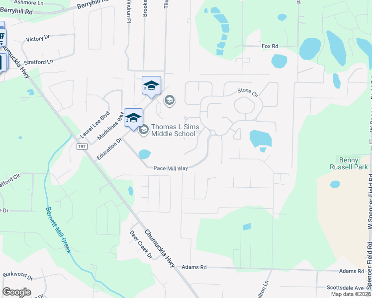 map of restaurants, bars, coffee shops, grocery stores, and more near 5436 Covered Bridge Lane in Pace