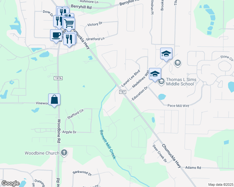 map of restaurants, bars, coffee shops, grocery stores, and more near 3574 Haley Way in Pace