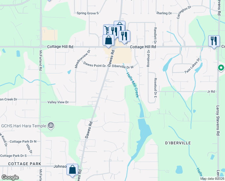 map of restaurants, bars, coffee shops, grocery stores, and more near 8671 Whittington Dr in Mobile