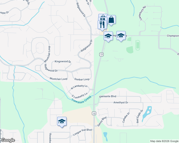 map of restaurants, bars, coffee shops, grocery stores, and more near 102 Beechwood Circle in Daphne