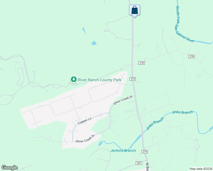 map of restaurants, bars, coffee shops, grocery stores, and more near 213 Highland Oaks in Liberty Hill