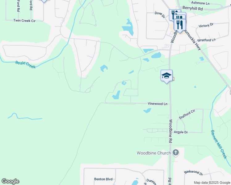 map of restaurants, bars, coffee shops, grocery stores, and more near 3174 Southfork Drive in Milton