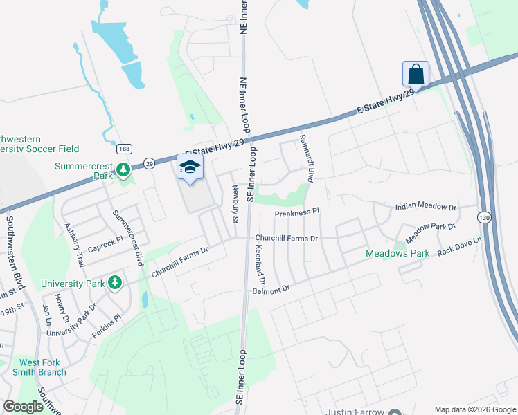 map of restaurants, bars, coffee shops, grocery stores, and more near 306 North Carriage Hills Drive in Georgetown