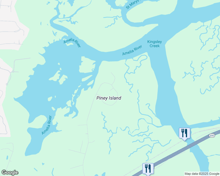 map of restaurants, bars, coffee shops, grocery stores, and more near 96260 Piney Island Drive in Fernandina Beach