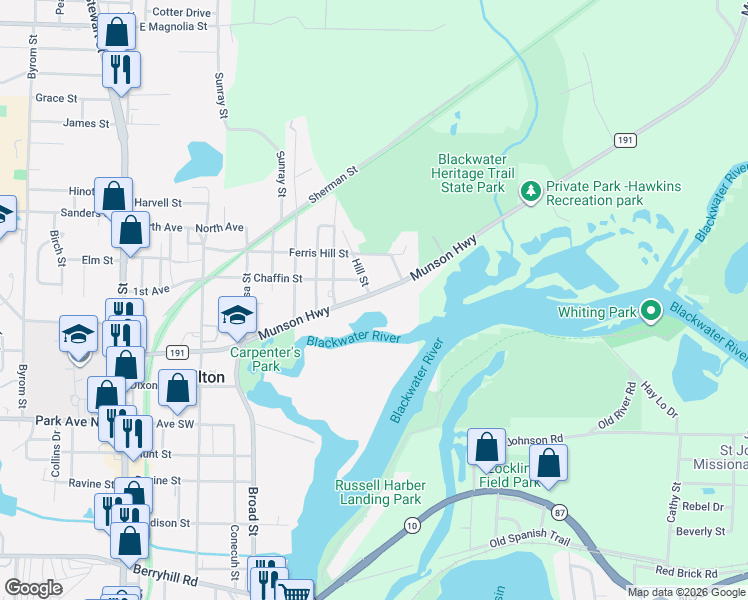 map of restaurants, bars, coffee shops, grocery stores, and more near 6935 Chaffin Street in Milton