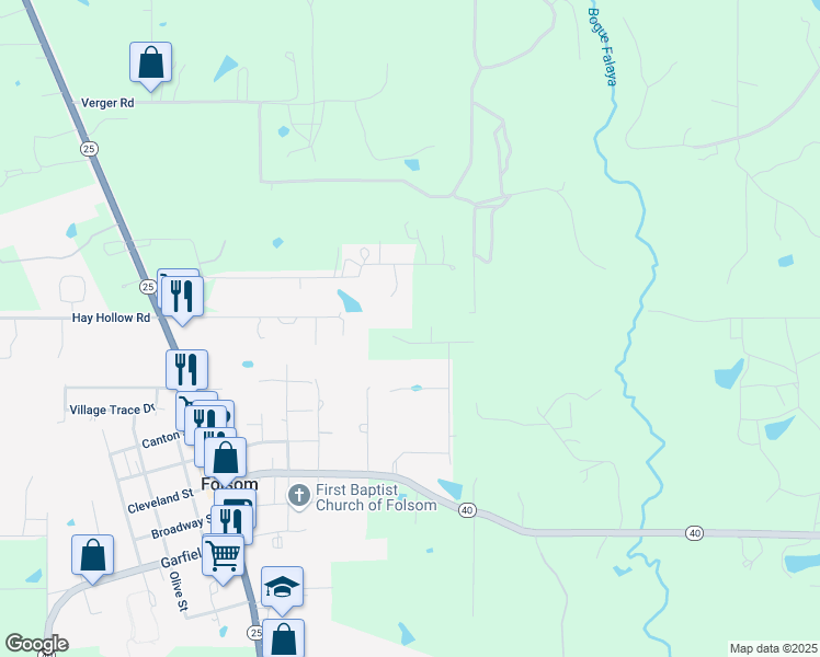 map of restaurants, bars, coffee shops, grocery stores, and more near 419 Acadian Drive in Folsom