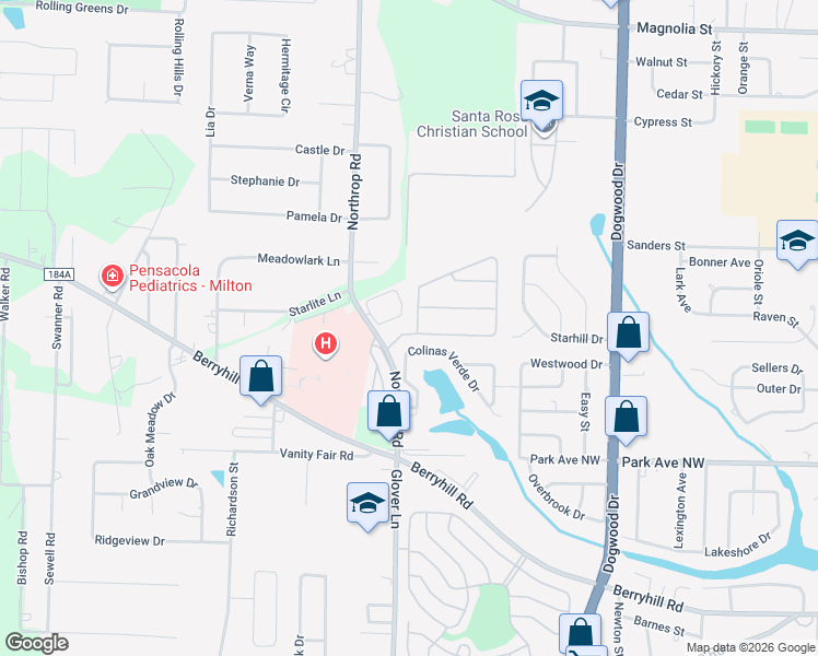 map of restaurants, bars, coffee shops, grocery stores, and more near 5549 Hannah Street in Milton