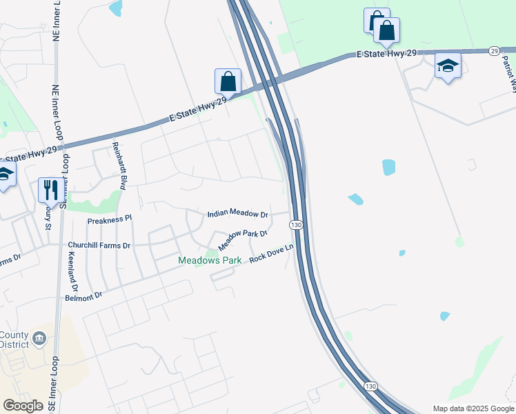 map of restaurants, bars, coffee shops, grocery stores, and more near 1015 Glen Meadow Cove in Georgetown