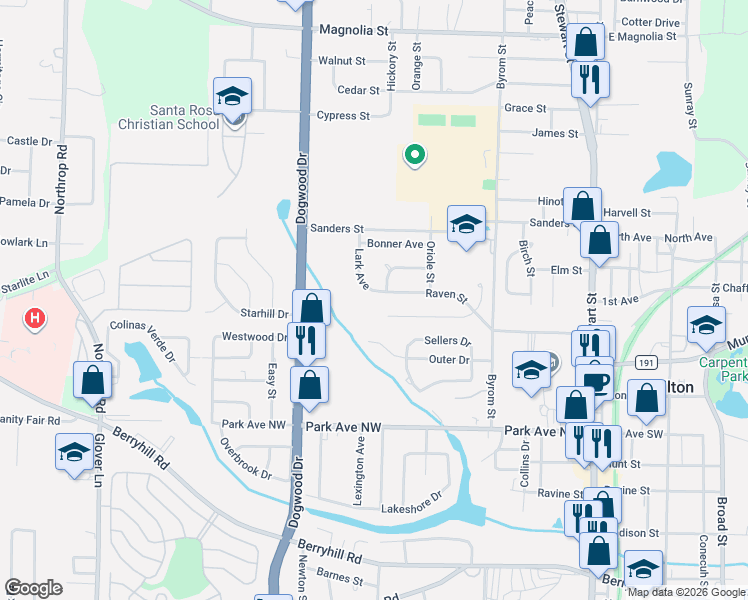 map of restaurants, bars, coffee shops, grocery stores, and more near 6478 Lark Avenue in Milton
