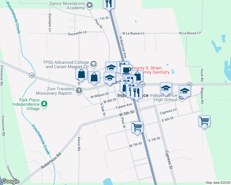 map of restaurants, bars, coffee shops, grocery stores, and more near 509 Pine Street in Independence