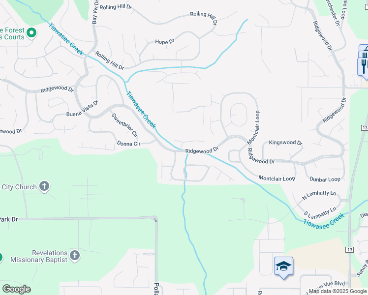 map of restaurants, bars, coffee shops, grocery stores, and more near 200 Avon Court in Daphne
