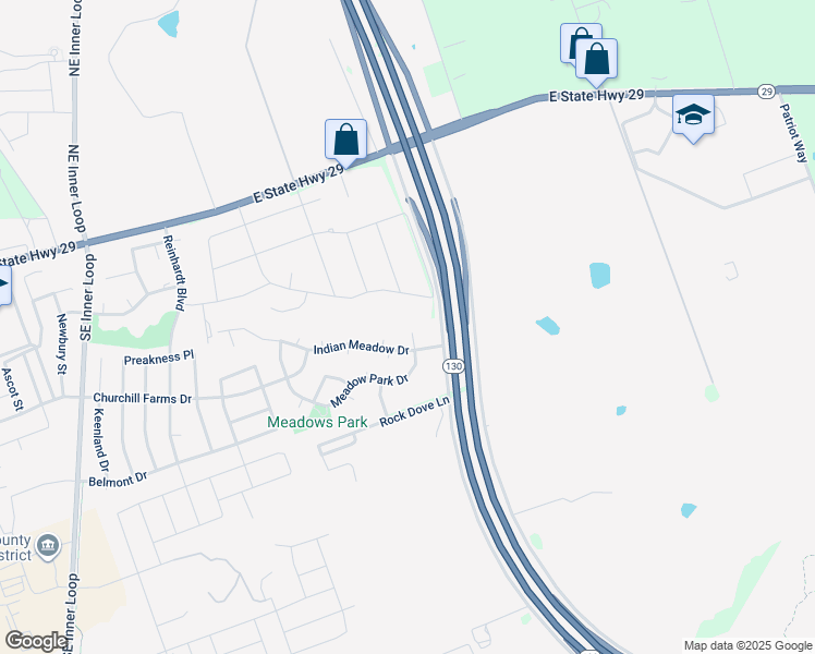 map of restaurants, bars, coffee shops, grocery stores, and more near 1015 Glen Meadow Cove in Georgetown