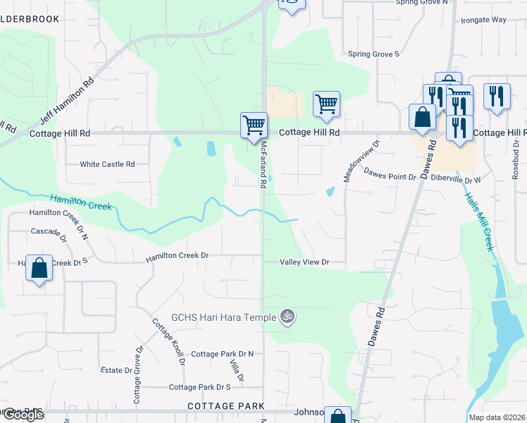 map of restaurants, bars, coffee shops, grocery stores, and more near 2536 McFarland Rd in Mobile