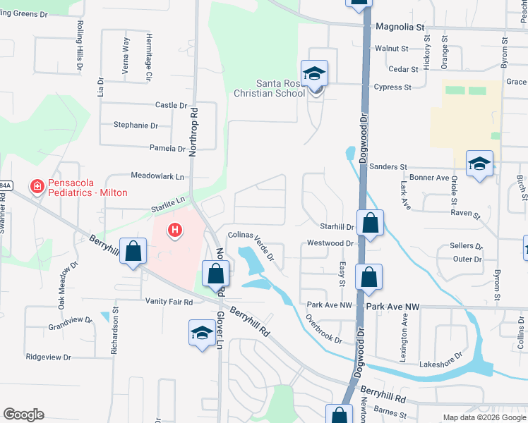 map of restaurants, bars, coffee shops, grocery stores, and more near 5579 Hannah Street in Milton