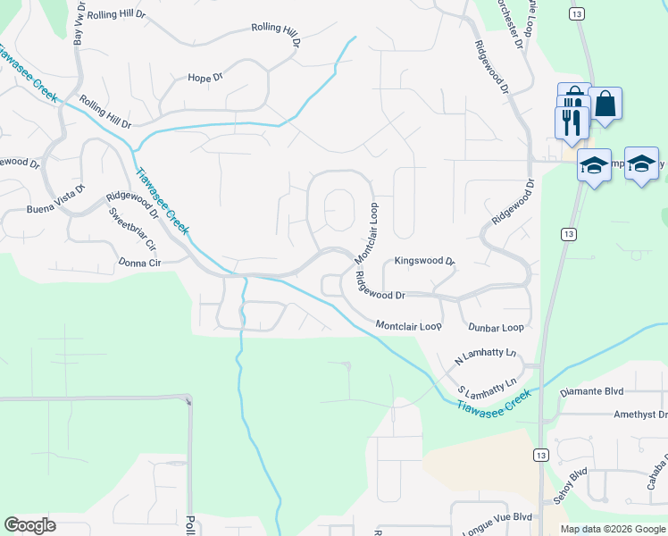 map of restaurants, bars, coffee shops, grocery stores, and more near 102 Montclair Place in Daphne
